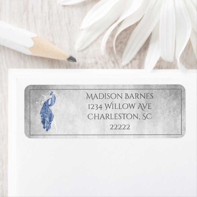 Étiquette Peacock Elegant Bleu (En situation)