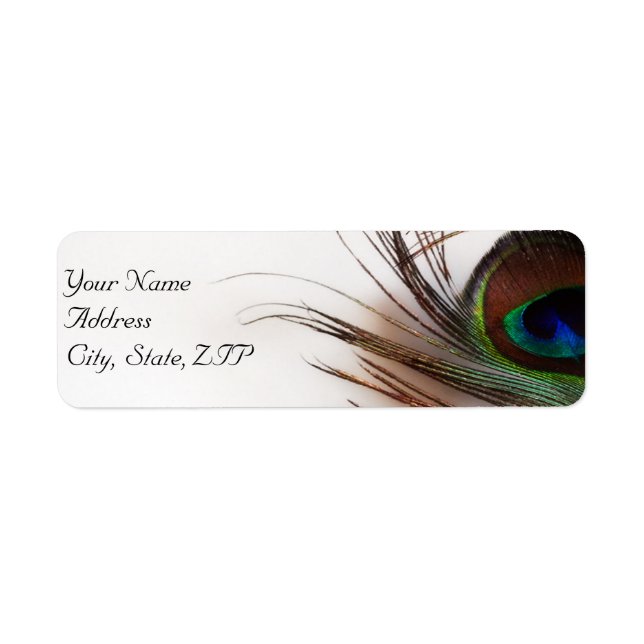 Étiquette Peacock Feather Glamour Adresse de retour (Devant)