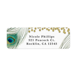 Étiquette Peacock Feathers & Gold Boho Glam Invitation