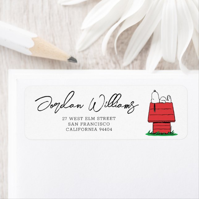 Étiquette Peanuts Snoopy Dog House | BABY SHOWER (En situation)