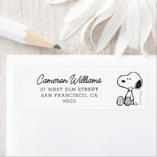 Étiquette PEANUTS Snoopy on Black White Comics