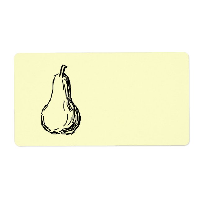 Étiquette Pear Sketch. Illustration de ligne en noir. (Devant)