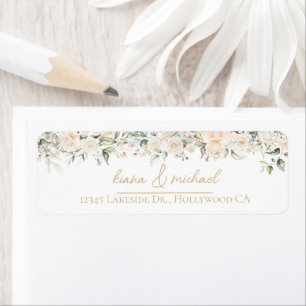Étiquette Pearl Blush Floral Mariage nom de frontière ID989