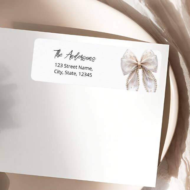 Étiquette Pearl Bow White Return Address Label (Créateur téléchargé)