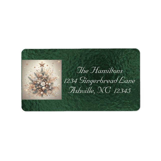 Étiquette Pearl Christmas Tree Return Address - Green (Devant)
