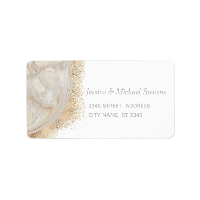 Étiquette Pearl rose gold marble agate calligraphy (Devant)