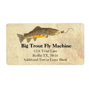 Étiquette Pêche à la mouche truite Brown