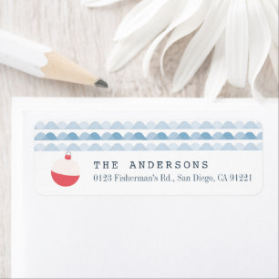 Étiquette Pêche Flotte Vagues Blanc Adresse de retour