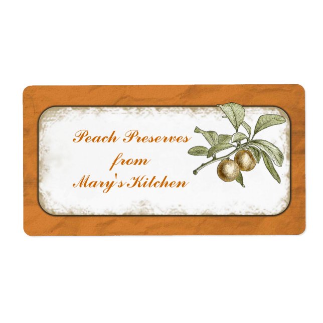 Étiquette Pêche Préserve le stockage alimentaire Botanique P (Devant)