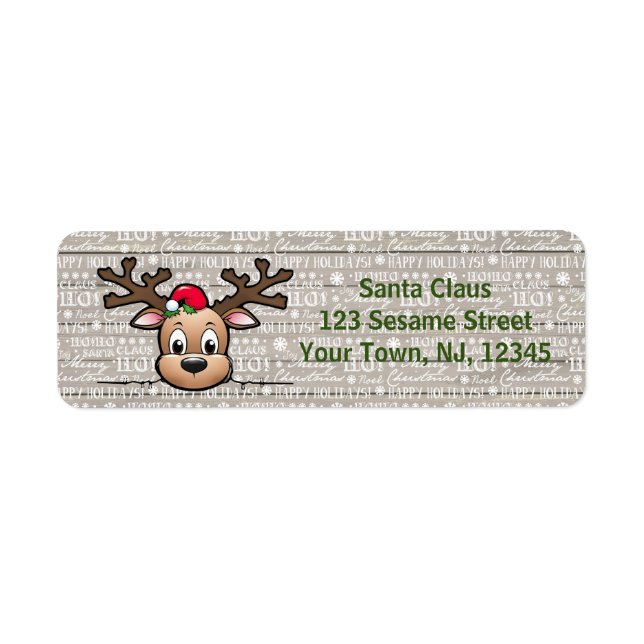 Étiquette Peek-a-Boo Christmas Deer Return Adresse Label (Devant)