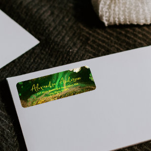 Étiquette Peinture à fluide Abstrait Faux Or Métallic Foil V