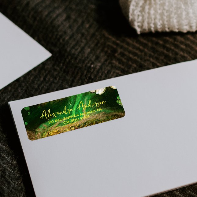 Étiquette Peinture à fluide Abstrait Faux Or Métallic Foil V (Créateur téléchargé)