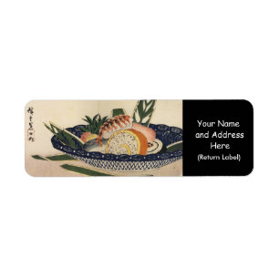 Étiquette Peinture antique d'un bol de sushi circa 1800's