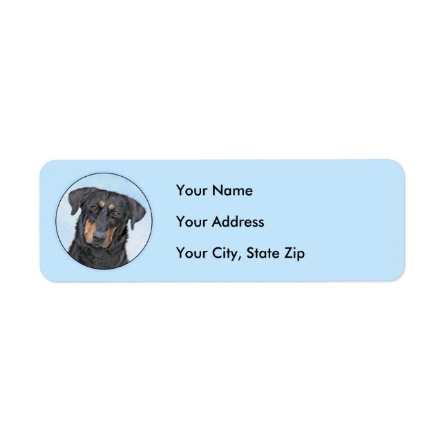 Étiquette Peinture de Beauceron - Cute Original Chien Art (Devant)