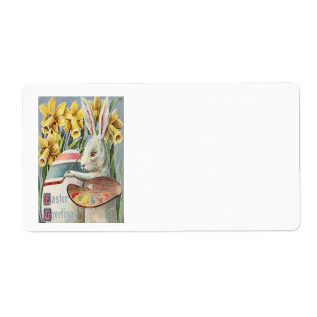 Étiquette Peinture de lapin de Pâques Daffodile d'oeuf color (Devant)