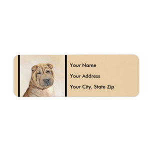 Étiquette Peinture de Shar Pei - art original mignon de
