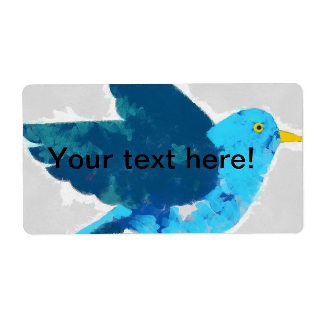 Étiquette Peinture d'oiseau bleu (Devant)