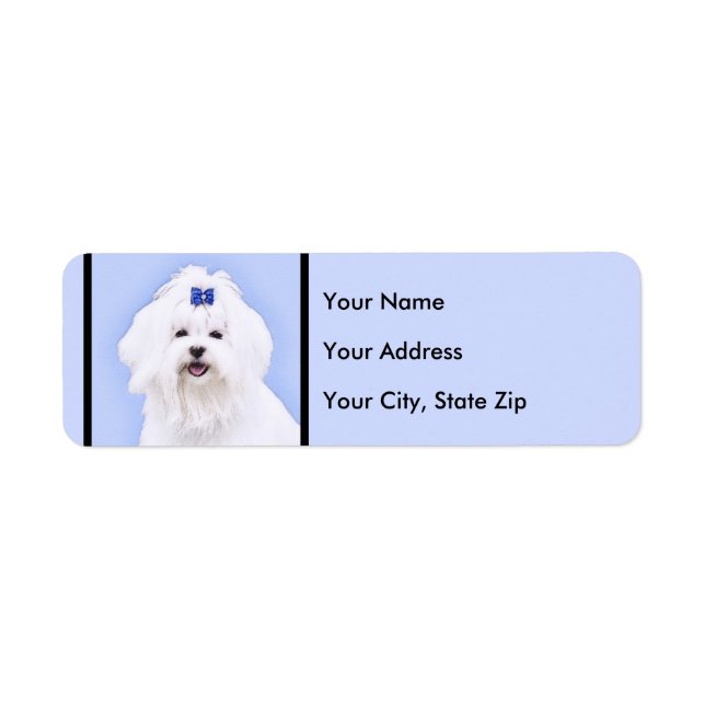 Étiquette Peinture maltaise - Joli art original pour chien (Devant)