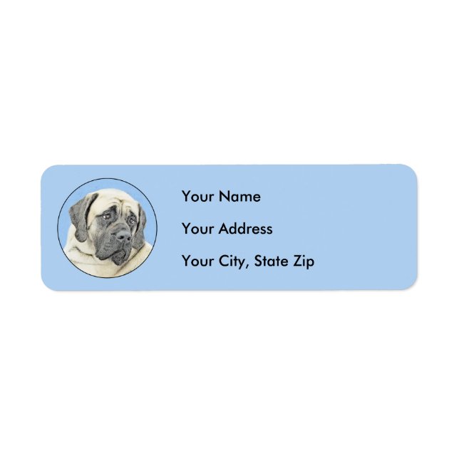 Étiquette Peinture Mastiff (Fawn) anglaise - Art Chien origi (Devant)