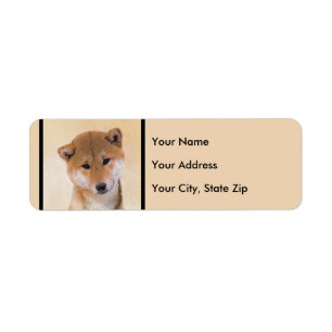 Étiquette Peinture (rouge) de Shiba Inu - art original de