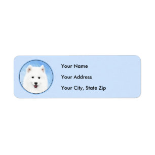 Étiquette Peinture Samoyed Puppy - Jolie Art Original Chien