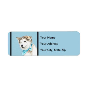 Étiquette Peinture Sibérienne Husky Puppy - Art Chien origin