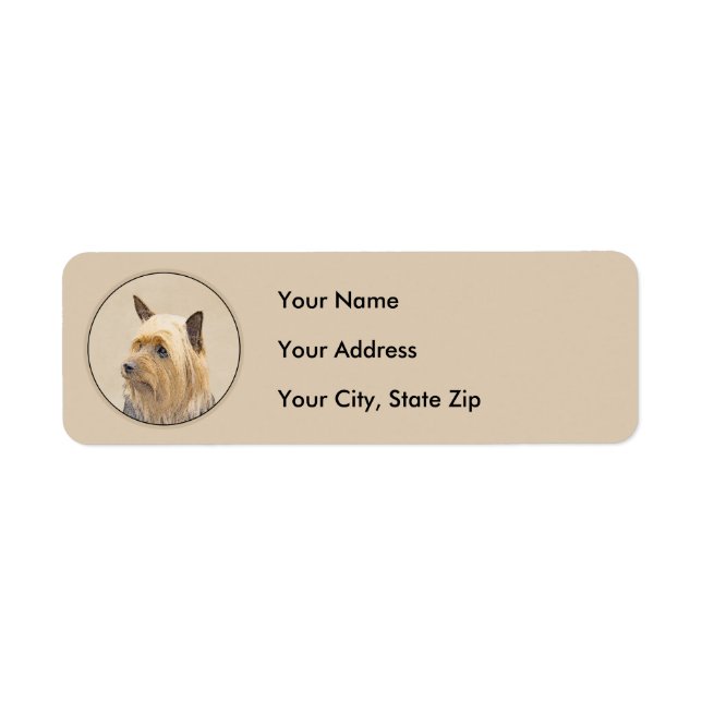 Étiquette Peinture Silky Terrier - Cute Original Chien Art (Devant)