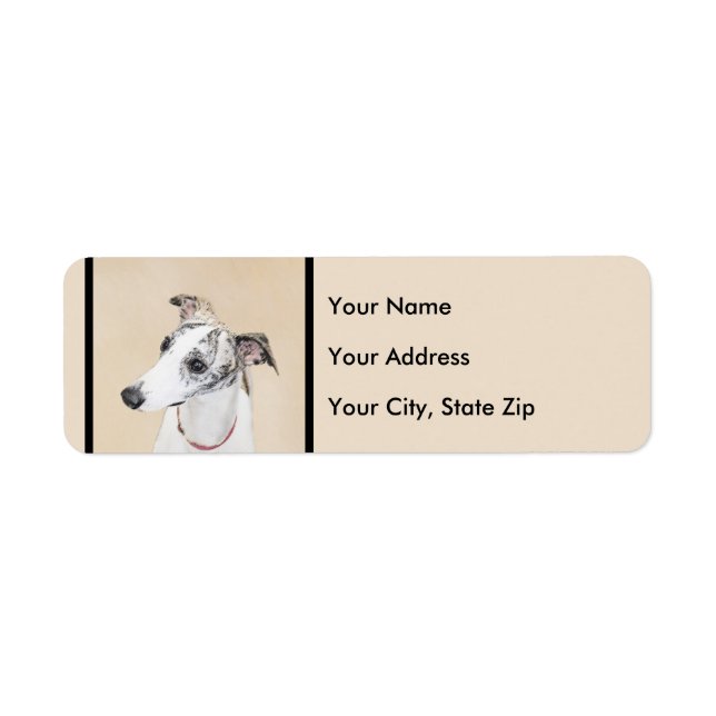 Étiquette Peinture Whippet - Jolie art original chien (Devant)