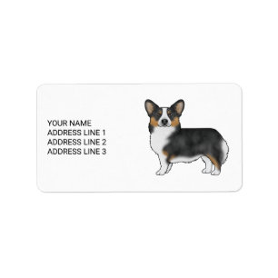 Étiquette Pembroke Welsh Corgi tricolore noir et votre texte
