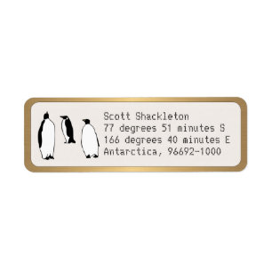 Étiquette Penguins Adresse de retour personnalisée OR Bordur
