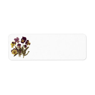 Étiquette Pensées vintage en fleurs, fleurs de jardin floral