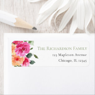 Étiquette Peoné rose orange vif fleuri printemps été