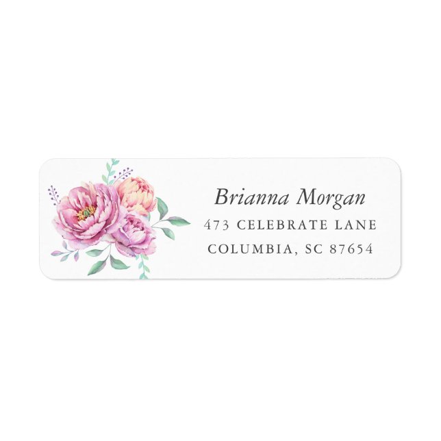 Étiquette Peony Perfection | Aquarelle florale (Devant)