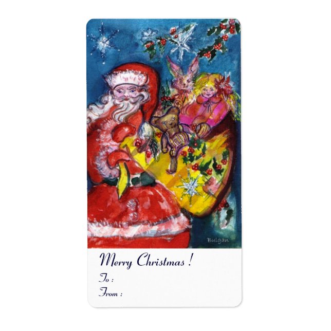 ÉTIQUETTE PÈRE NOËL AVEC CADEAUX (Devant)