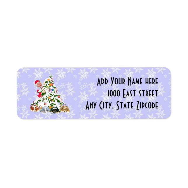 Étiquette Père Noël avec des chiots australiens sous le étiq (Devant)