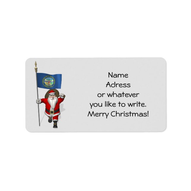 Étiquette Père Noël Avec Drapeau Du Nebraska (Devant)