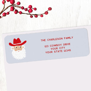 Étiquette Père Noël Cow-boy Adresse de Retour de Noël