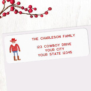 Étiquette Père Noël Cow-boy Adresse de Retour de Noël
