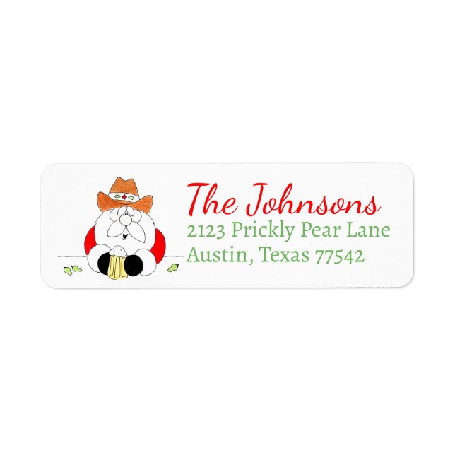 Étiquette Père Noël du Texas  (Devant)