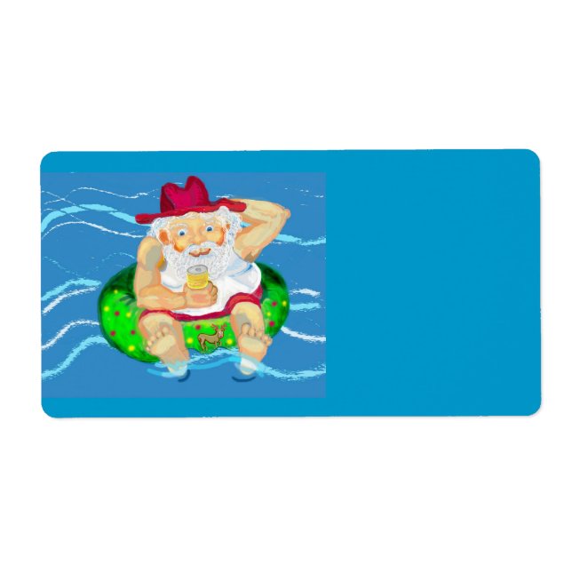 Étiquette Père Noël en vacances (Devant)