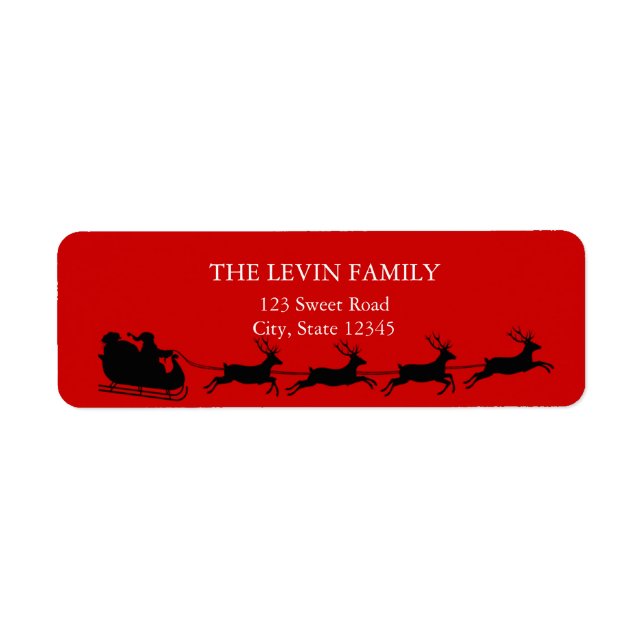 Étiquette Père Noël joyeux équitation traîneau Noël (Devant)