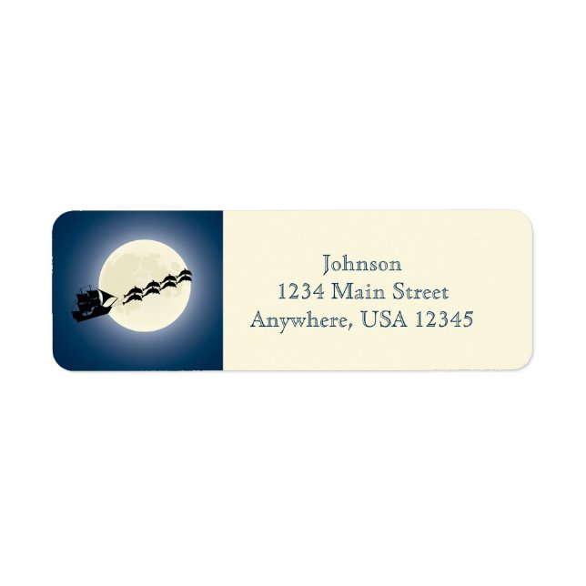 Étiquette Père Noël Pirate Ship avec Dauphins Noël (Devant)