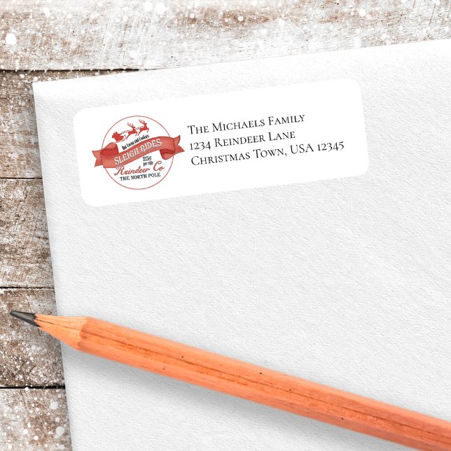 Étiquette Père Noël Reindeer Christmas Return Adresse (Santa Claus return address label. )