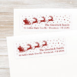 Étiquette Père Noël Reindeer Sleigh Red Christmas Return Adr<br><div class="desc">Étiquette d'adresse de retour de Noël en Bourgogne avec un traîneau à Père Noël et trois rennes contre un ciel étoilé. Tous les éléments de texte sont facilement personnalisables pour un usage personnel ou professionnel. Ajoutez une touche personnelle et unique à vos mailings de vacances avec ce modèle design élégant....</div>