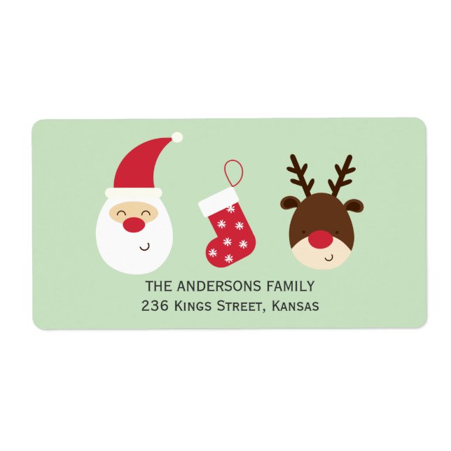Étiquette Père Noël, réserve de Noël et rennes (Devant)