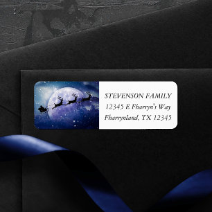 Étiquette Père Noël Sleigh Imaginaire Galaxy Christmas Nig