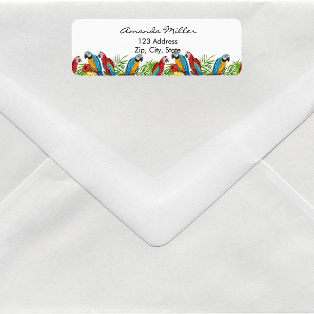 Étiquette Perroquets oiseaux feuilles de palmier adresse de  (Créateur téléchargé)