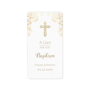 Étiquette Personalized Baptism Gold Hand Sanitizer