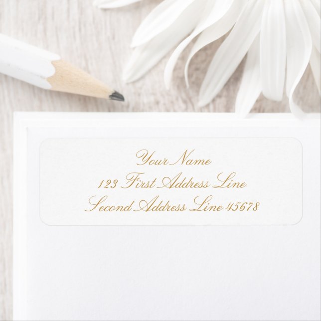Étiquette Personalized Elegant Gold & White Return Address (En situation)