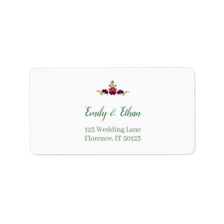 Étiquette Personalized Folk Floral Wedding Greenery Design